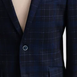 The Savile Row Co Mens Plaid Modern Fit Sport Coat