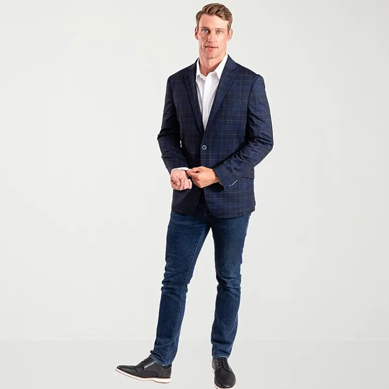 The Savile Row Co Mens Plaid Modern Fit Sport Coat