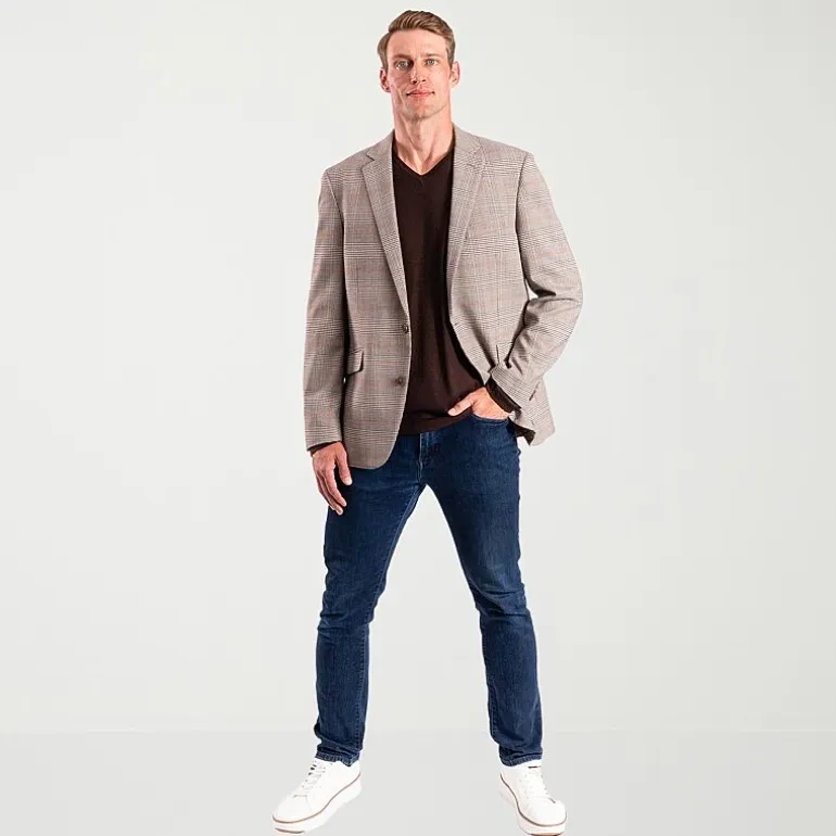 The Savile Row Co Mens Plaid Modern Fit Sport Coat