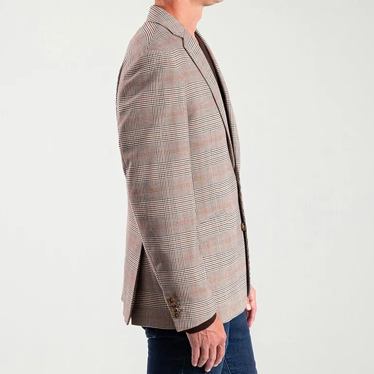 The Savile Row Co Mens Plaid Modern Fit Sport Coat