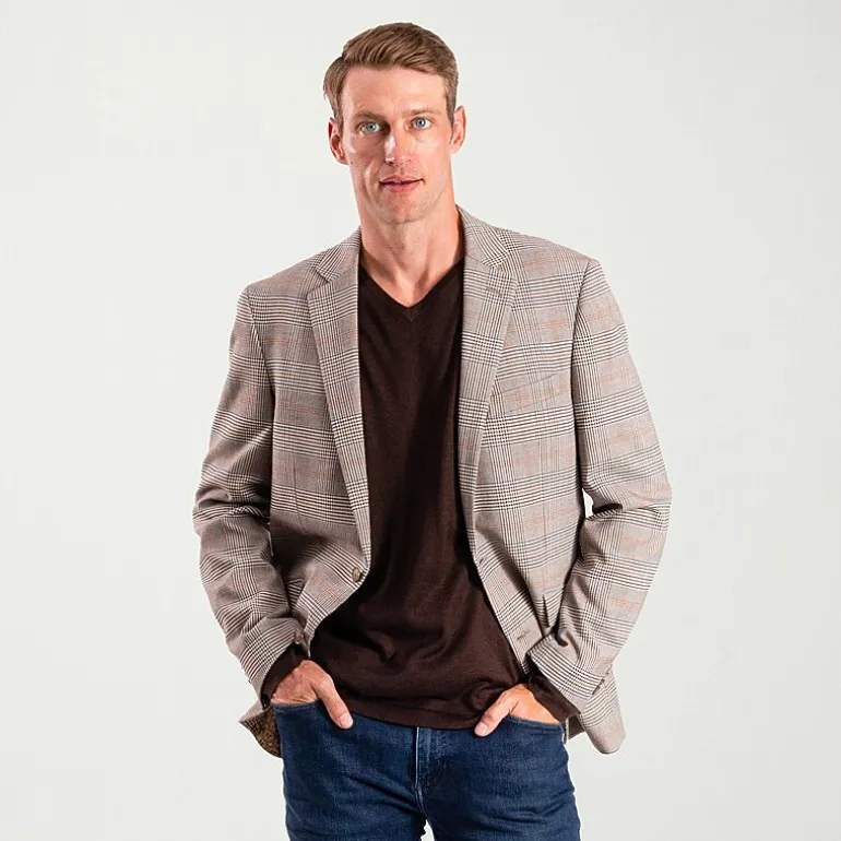 The Savile Row Co Mens Plaid Modern Fit Sport Coat
