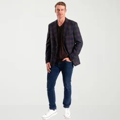 The Savile Row Co Mens Plaid Modern Fit Sport Coat