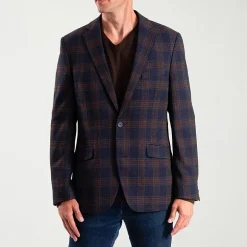 The Savile Row Co Mens Plaid Modern Fit Sport Coat