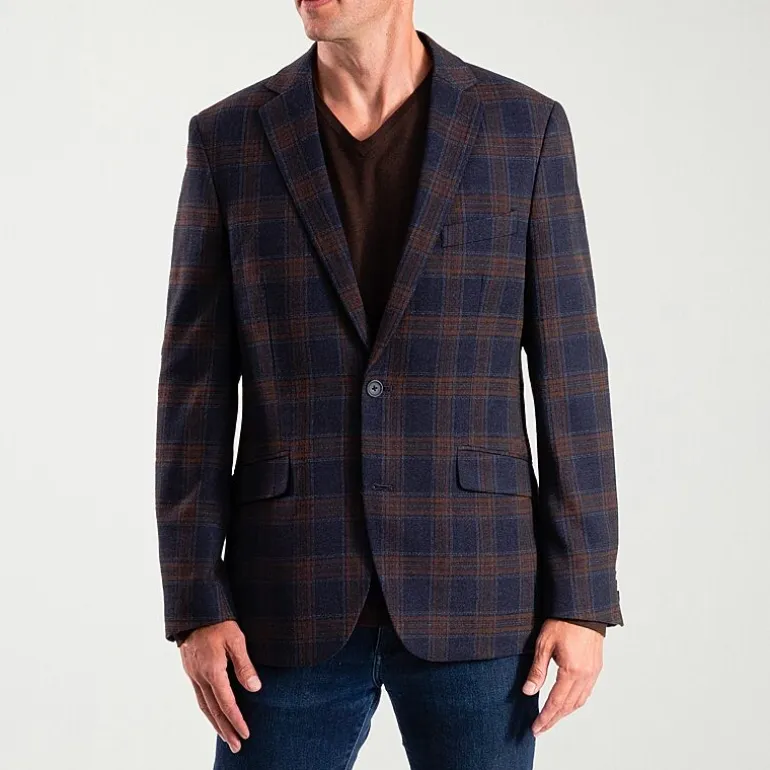 The Savile Row Co Mens Plaid Modern Fit Sport Coat