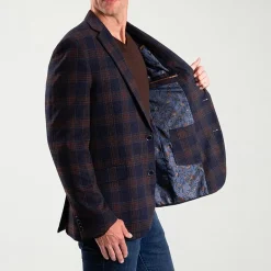 The Savile Row Co Mens Plaid Modern Fit Sport Coat