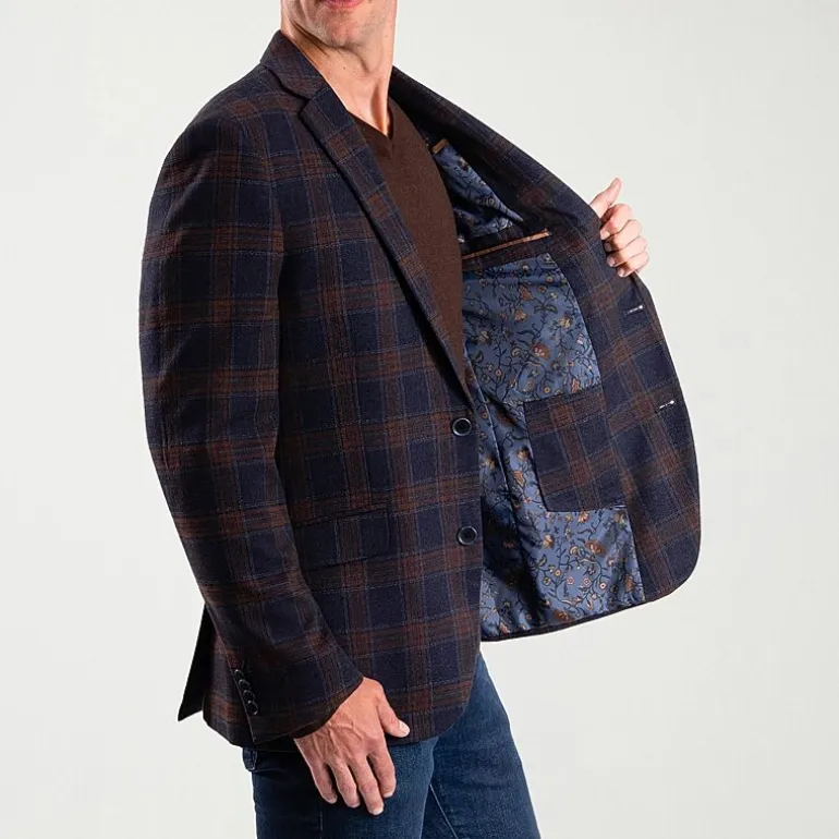 The Savile Row Co Mens Plaid Modern Fit Sport Coat
