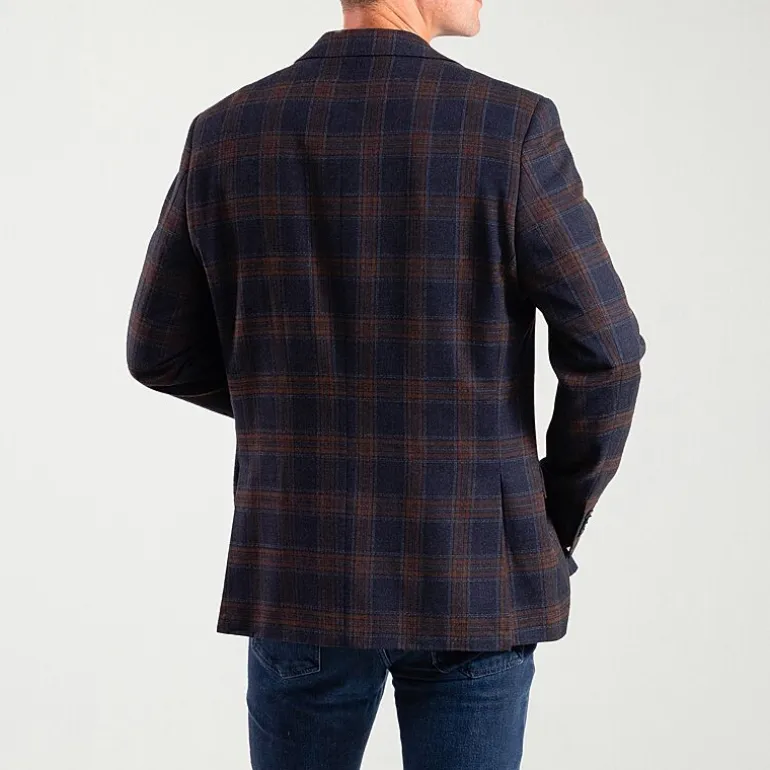 The Savile Row Co Mens Plaid Modern Fit Sport Coat