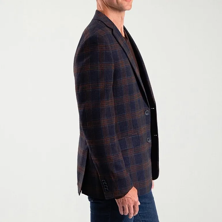 The Savile Row Co Mens Plaid Modern Fit Sport Coat