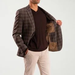 The Savile Row Co Mens Plaid Modern Fit Sport Coat