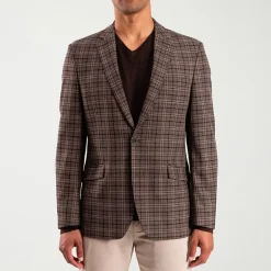 The Savile Row Co Mens Plaid Modern Fit Sport Coat