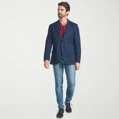 The Savile Row Co Mens Plaid Modern Fit Sport Coat