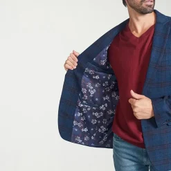 The Savile Row Co Mens Plaid Modern Fit Sport Coat