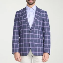 The Savile Row Co Mens Plaid Modern Fit Sport Coat