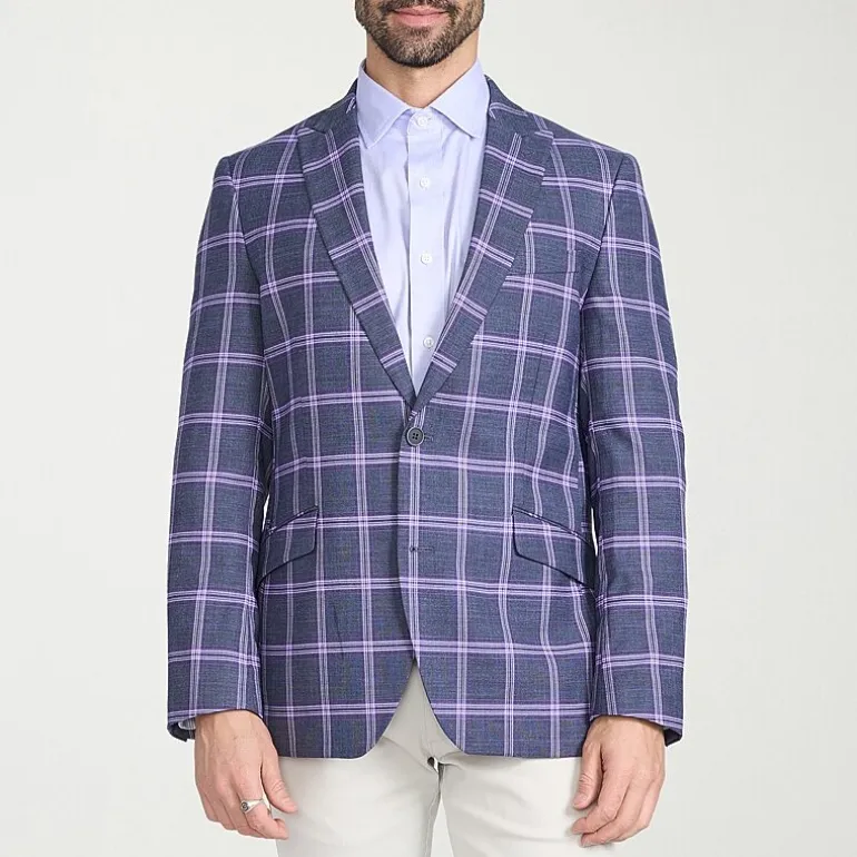 The Savile Row Co Mens Plaid Modern Fit Sport Coat