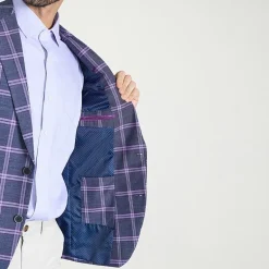 The Savile Row Co Mens Plaid Modern Fit Sport Coat