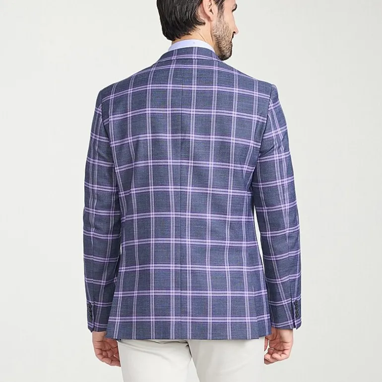 The Savile Row Co Mens Plaid Modern Fit Sport Coat