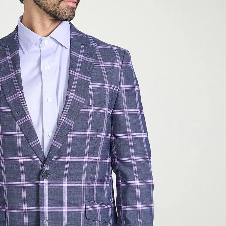 The Savile Row Co Mens Plaid Modern Fit Sport Coat