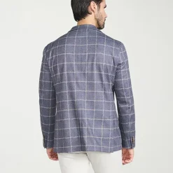 The Savile Row Co Mens Windowpane Modern Fit Sport Coat