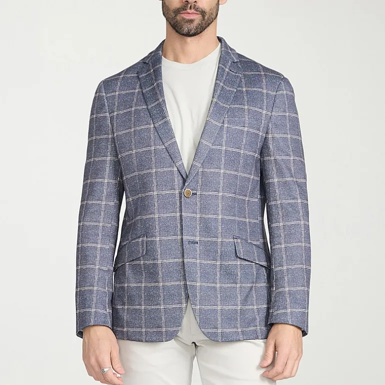 The Savile Row Co Mens Windowpane Modern Fit Sport Coat