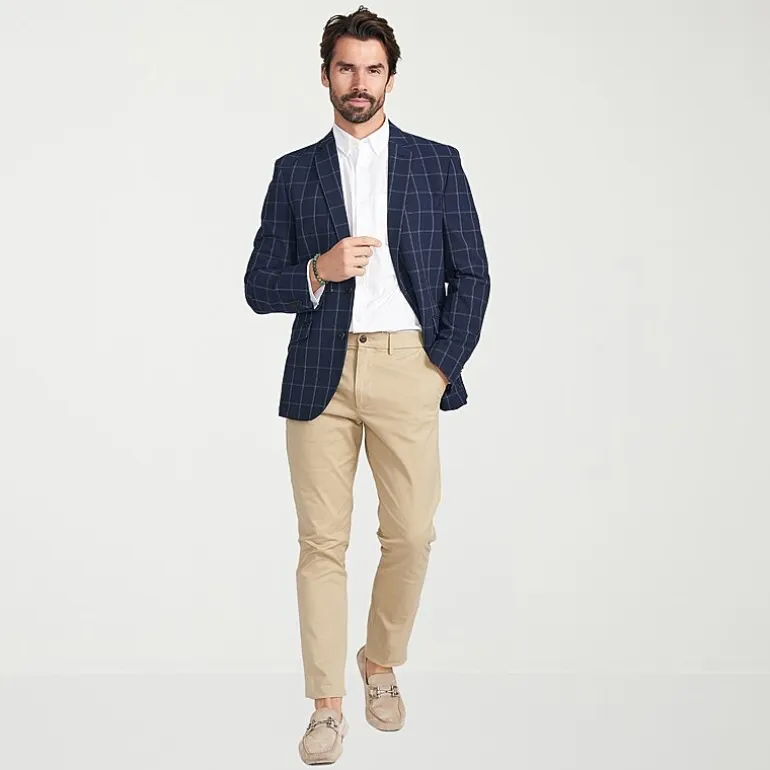The Savile Row Co Mens Windowpane Modern Fit Sport Coat