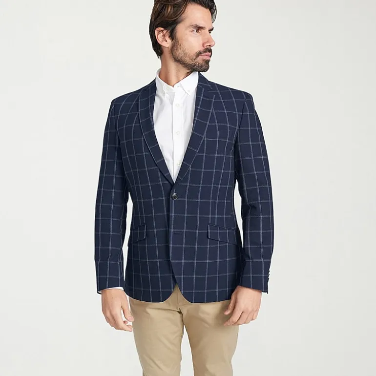 The Savile Row Co Mens Windowpane Modern Fit Sport Coat