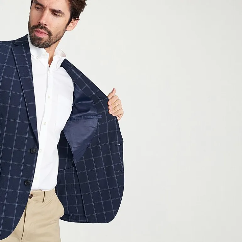 The Savile Row Co Mens Windowpane Modern Fit Sport Coat