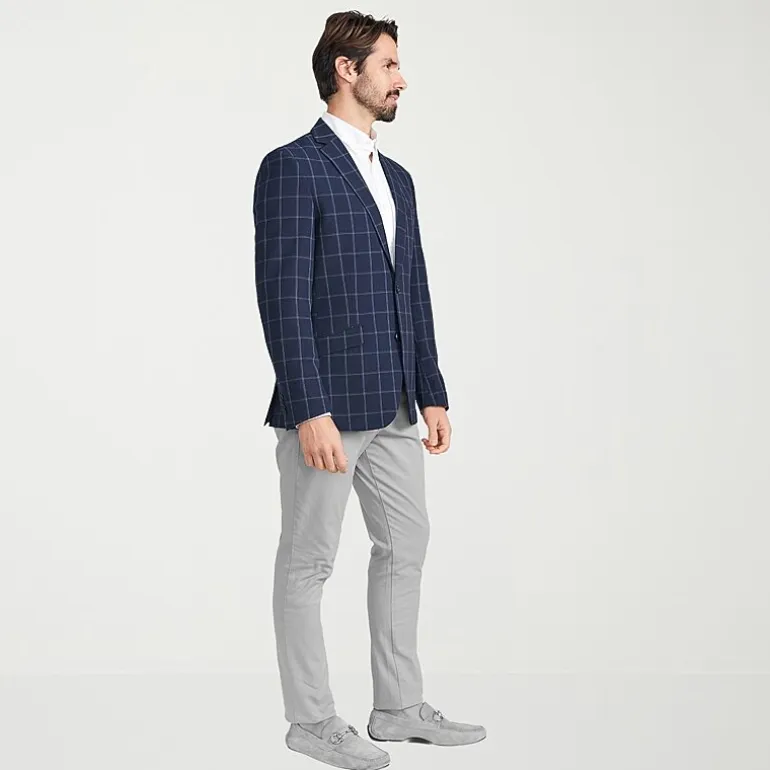 The Savile Row Co Mens Windowpane Modern Fit Sport Coat