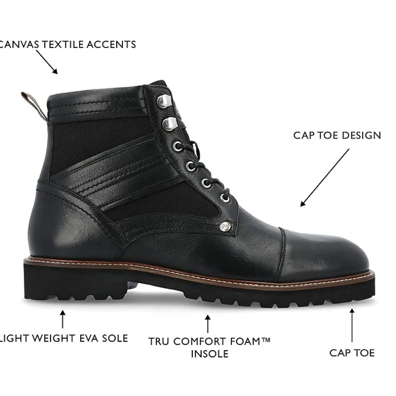 Thomas And Vine Mens Feron Flat Heel Lace Up Boots
