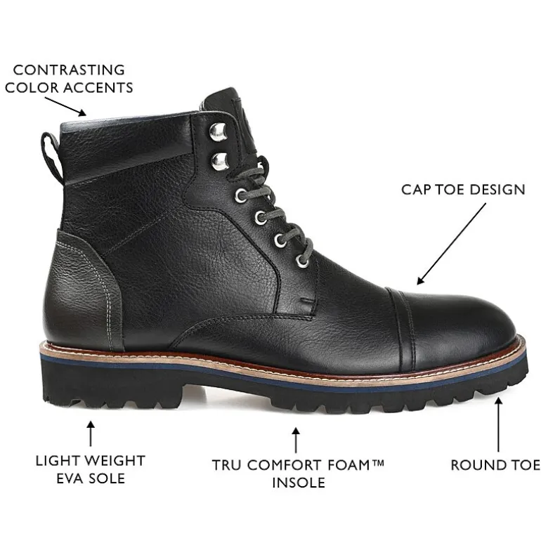 Thomas And Vine Mens Reddick Block Heel Lace-Up Boots