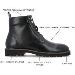 Thomas And Vine Mens Simeon Flat Heel Lace Up Boots