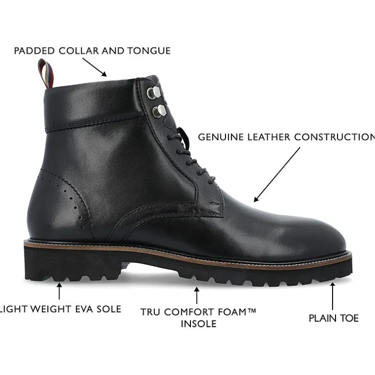 Thomas And Vine Mens Simeon Flat Heel Lace Up Boots