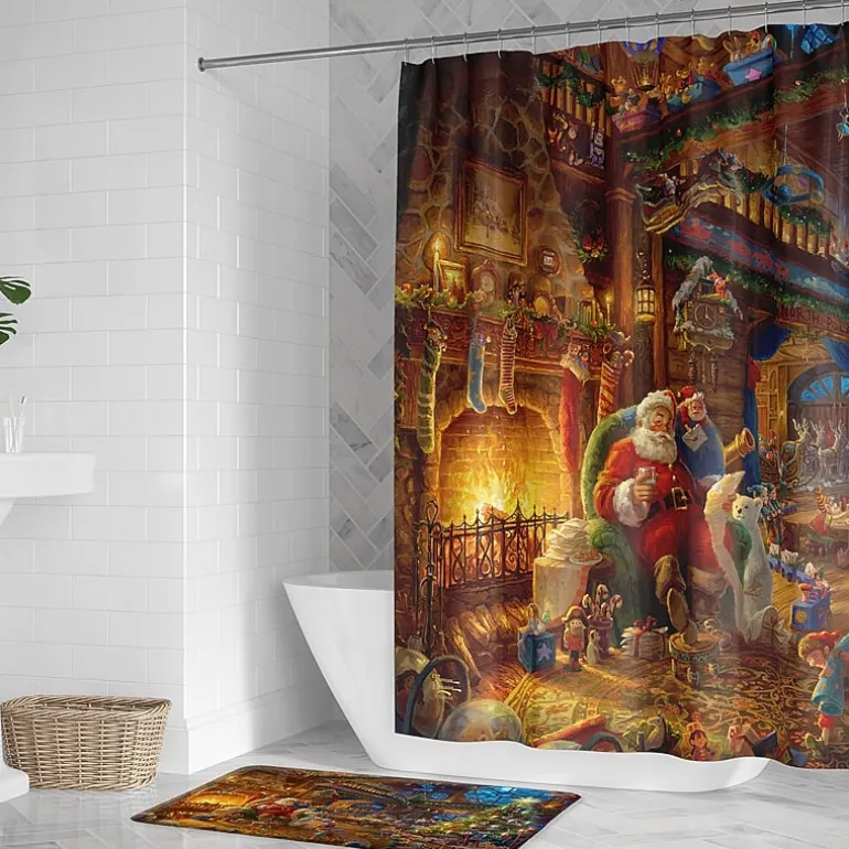 Thomas Kinkade Santa'S Workshop Shower Curtain