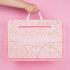Three Cheers For Girls Pink & Gold Deluxe Fur Kids Lap Desk