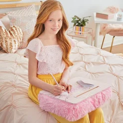 Three Cheers For Girls Pink & Gold Deluxe Fur Kids Lap Desk
