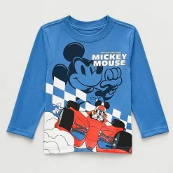 Toddler Boys Crew Neck Long Sleeve Regular Fit Mickey Mouse Graphic T-Shirt