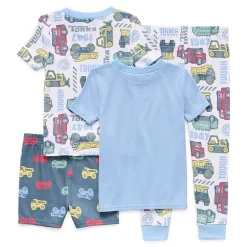 Toddler Boys Crew Neck Short Sleeve 4-pc. Pajama Set