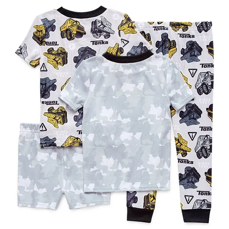 Toddler Boys Crew Neck Short Sleeve 4-pc. Pajama Set