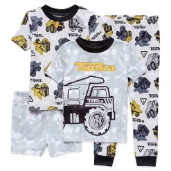 Toddler Boys Crew Neck Short Sleeve 4-pc. Pajama Set