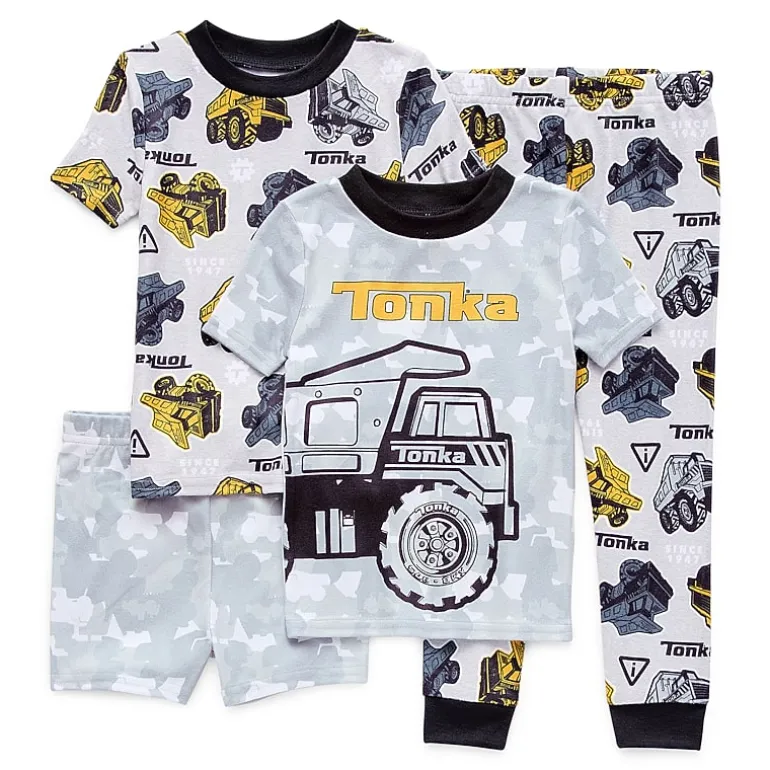 Toddler Boys Crew Neck Short Sleeve 4-pc. Pajama Set