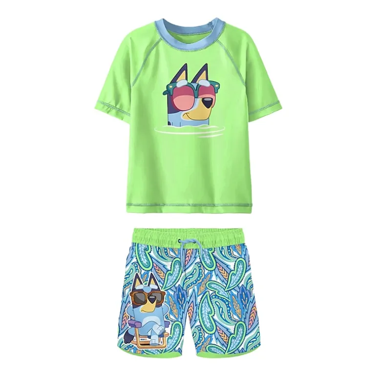 Toddler Boys UV Protection Bluey 2-pc. Rash Guard Set
