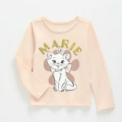 Toddler Girls Crew Neck Long Sleeve Regular Fit Marie Graphic T-Shirt