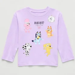 Toddler Girls Crew Neck Long Sleeve Regular Fit Bluey Graphic T-Shirt