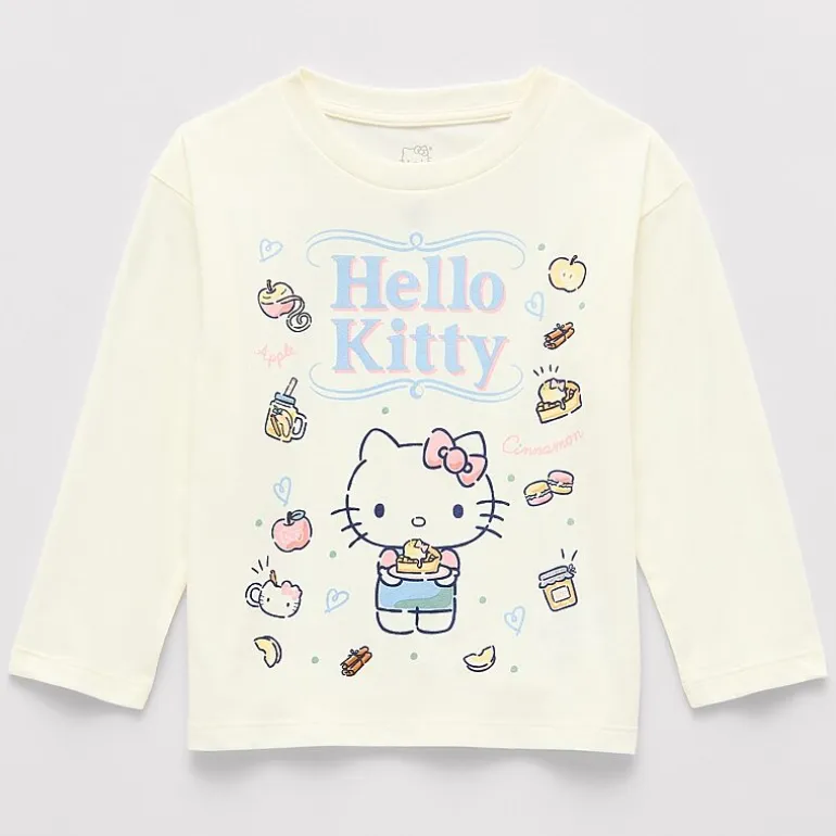 Toddler Girls Crew Neck Long Sleeve Regular Fit Hello Kitty Graphic T-Shirt