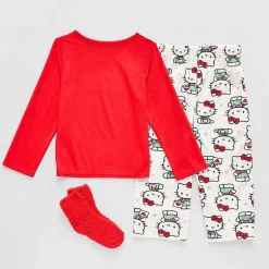 Toddler Girls Hello Kitty Fleece Crew Neck Long Sleeve 3-pc. Pajama Set