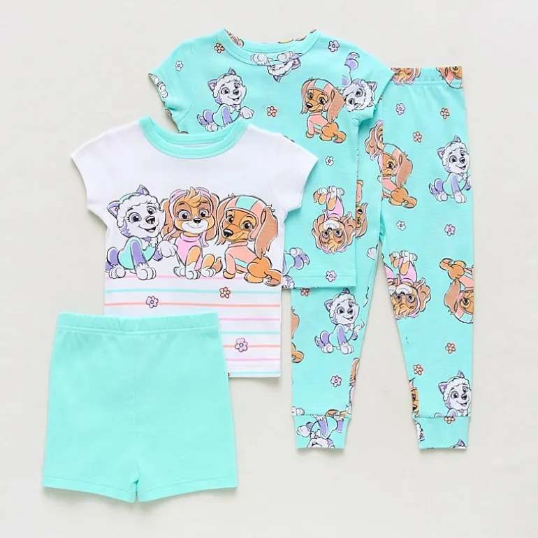 Toddler Girls Paw Patrol Crew Neck Short Sleeve 4-pc. Pajama Set