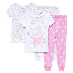 Toddler Girls Peppa Pig Crew Neck Short Sleeve 4-pc. Pajama Set