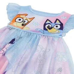 Toddler Girls Satin Short Sleeve Crew Neck Bluey Nightgown