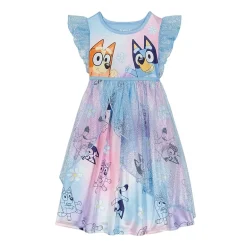 Toddler Girls Satin Short Sleeve Crew Neck Bluey Nightgown