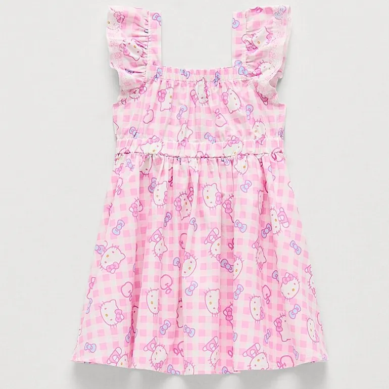 Toddler Girls Short Sleeve Ruffled Hello Kitty A-Line Dress