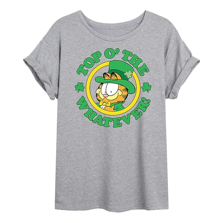 Top O' The Whatever Tee Womens Juniors Crew Neck Short Sleeve Regular Fit Garfield Graphic T-Shirt